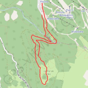 Itinéraire Prapoutel - le Pré de l'Arc, distance, dénivelé, altitude, carte, profil, trace GPS