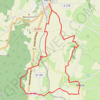 Itinéraire Circuit des lavoirs - Varzy, distance, dénivelé, altitude, carte, profil, trace GPS