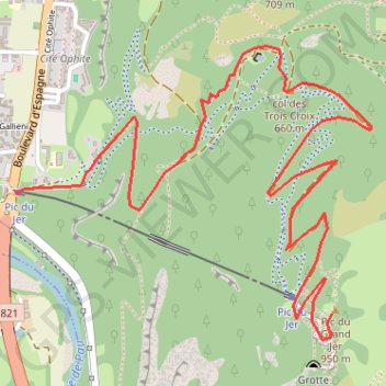 Itinéraire Sentier du Pic du Jer, distance, dénivelé, altitude, carte, profil, trace GPS