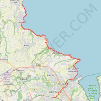 Itinéraire GR34 de Saint-Brieuc à Étables-sur-Mer, distance, dénivelé, altitude, carte, profil, trace GPS
