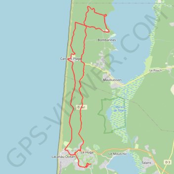 Itinéraire LACANAU 4, distance, dénivelé, altitude, carte, profil, trace GPS