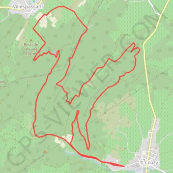 Itinéraire De Cruzy à Vilespassans, distance, dénivelé, altitude, carte, profil, trace GPS