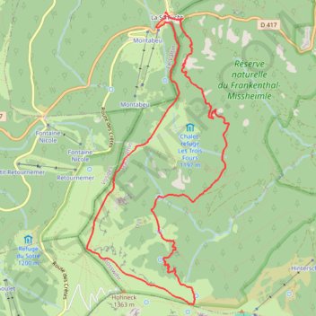 Itinéraire Le sentier des Roches, distance, dénivelé, altitude, carte, profil, trace GPS