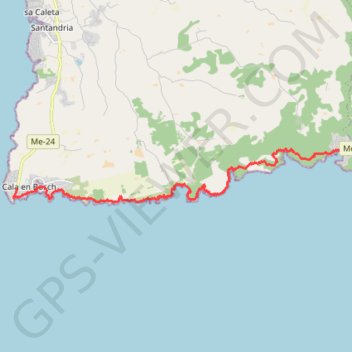 Itinéraire Cala en bosc à cala galdana, distance, dénivelé, altitude, carte, profil, trace GPS