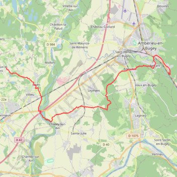 Itinéraire Rignieux le franc - Ambérieu en bugey, distance, dénivelé, altitude, carte, profil, trace GPS