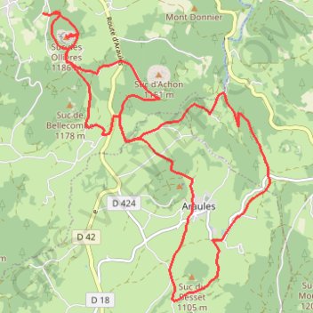 Itinéraire Les Trois Sucs, distance, dénivelé, altitude, carte, profil, trace GPS