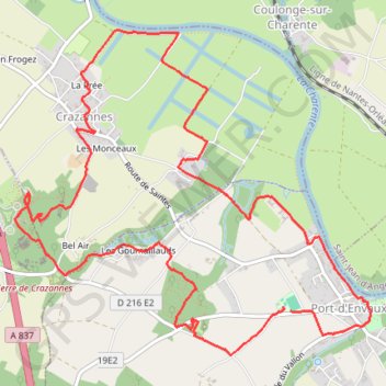 Itinéraire Rando Port d'Envaux, distance, dénivelé, altitude, carte, profil, trace GPS