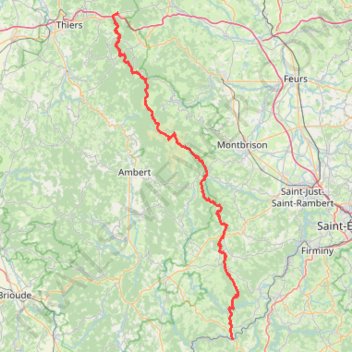Itinéraire GR® 3 - Etape de Chabreloche à Retournac, distance, dénivelé, altitude, carte, profil, trace GPS