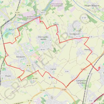 Itinéraire Rando à phalempin sous la neige, distance, dénivelé, altitude, carte, profil, trace GPS
