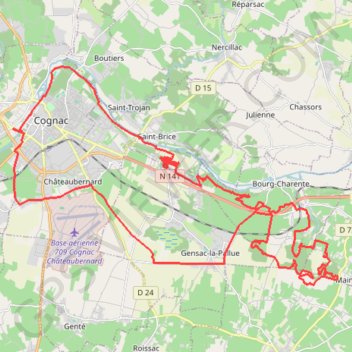 Itinéraire circuit 1 dimanche 54 km avec point sécurité, distance, dénivelé, altitude, carte, profil, trace GPS