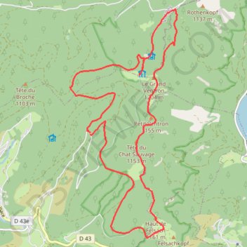 Itinéraire Sortie autour du grand Ventron, distance, dénivelé, altitude, carte, profil, trace GPS