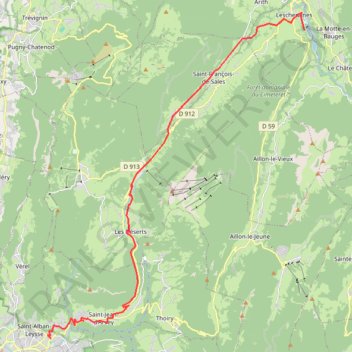 Itinéraire Lescheraines_Chambé, distance, dénivelé, altitude, carte, profil, trace GPS