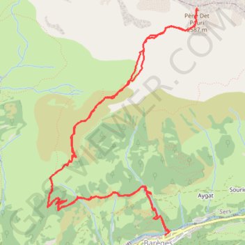 Itinéraire Pene_Det_Pouri depuis Barèges 003-Original 001, distance, dénivelé, altitude, carte, profil, trace GPS