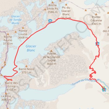 Itinéraire Barre des Écrins, distance, dénivelé, altitude, carte, profil, trace GPS
