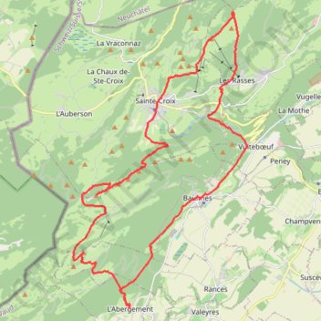 Itinéraire Suchet - Aiguilles de Baulmes - Chasseron, distance, dénivelé, altitude, carte, profil, trace GPS