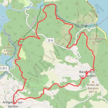 Itinéraire Les Gorges de Baudinard, distance, dénivelé, altitude, carte, profil, trace GPS
