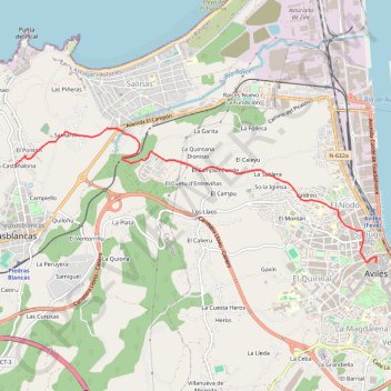 Itinéraire Avilés - La Castañalona, distance, dénivelé, altitude, carte, profil, trace GPS