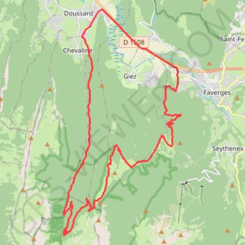 Itinéraire Doussard - Pointe de Vélan, distance, dénivelé, altitude, carte, profil, trace GPS