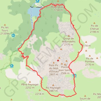 Itinéraire Tour de l'Ossau, distance, dénivelé, altitude, carte, profil, trace GPS