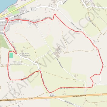 Itinéraire LES HAMEAUX BRETTEVILLAIS, distance, dénivelé, altitude, carte, profil, trace GPS