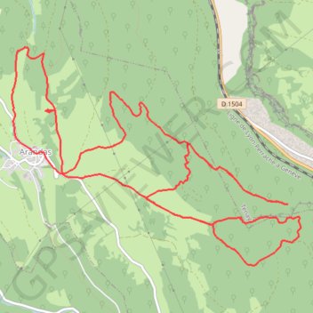 Itinéraire Pierre Plate et autres curiosités depuis Arandas, distance, dénivelé, altitude, carte, profil, trace GPS