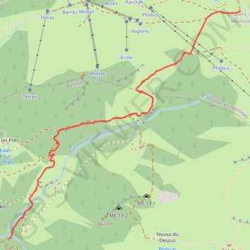 Itinéraire Liaison Chalets des Mémises - La Bonne Eau, distance, dénivelé, altitude, carte, profil, trace GPS
