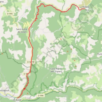 Itinéraire VdT 05 : La Malène - Le Rozier, distance, dénivelé, altitude, carte, profil, trace GPS