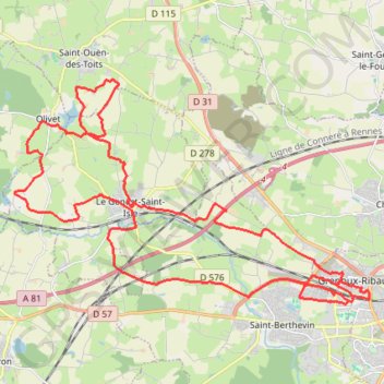 Itinéraire Laval par le Genest et Olivet, distance, dénivelé, altitude, carte, profil, trace GPS
