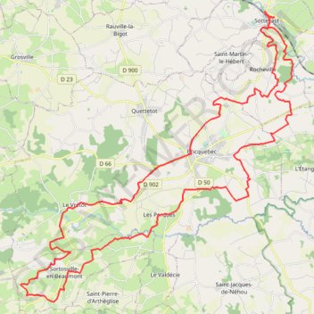 Itinéraire Relais des laiteries - Sottevast, distance, dénivelé, altitude, carte, profil, trace GPS