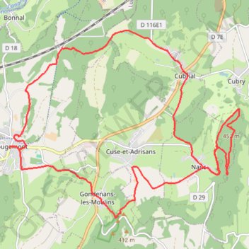 Itinéraire Les rochers de Nans à partir de Rougemont, distance, dénivelé, altitude, carte, profil, trace GPS