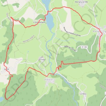 Itinéraire Marigny-l'Église et le Lac du Crescent, distance, dénivelé, altitude, carte, profil, trace GPS