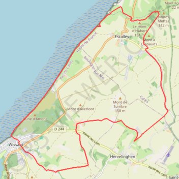 Itinéraire Cap blanc nez 2, distance, dénivelé, altitude, carte, profil, trace GPS