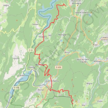 Itinéraire Haut-Jura - Viry - Moirans-en-Montagne, distance, dénivelé, altitude, carte, profil, trace GPS