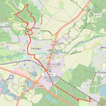 Itinéraire Wittesheim - Wattwiller, distance, dénivelé, altitude, carte, profil, trace GPS