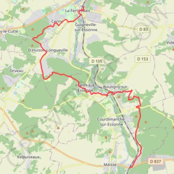 Itinéraire La Ferté Alais - Maisse, distance, dénivelé, altitude, carte, profil, trace GPS
