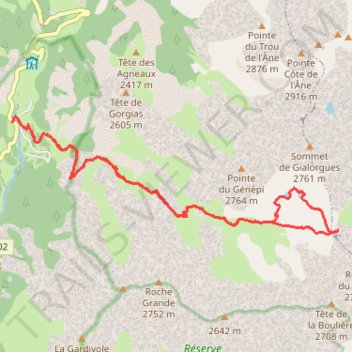 Itinéraire 2025 09 14 - col de gialorgues depuis le relais de la Cayolle, Estenc pix, distance, dénivelé, altitude, carte, profil, trace GPS