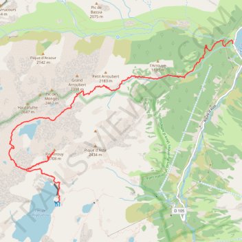 Itinéraire 596 Lac de Pouey Laun Pic Arrouy Ref. de Migouelou, distance, dénivelé, altitude, carte, profil, trace GPS